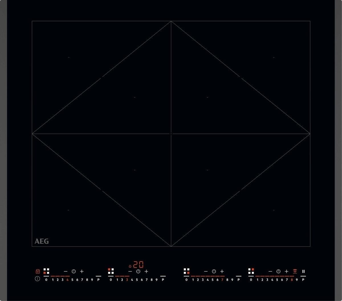 AEG Serie 6000 NIR64T00FB Piano Cottura da Incasso a Induzione 60 cm 4 Zone TotalFlex con FlexiPower e Estetica Vetroceramica Nera Bisellata