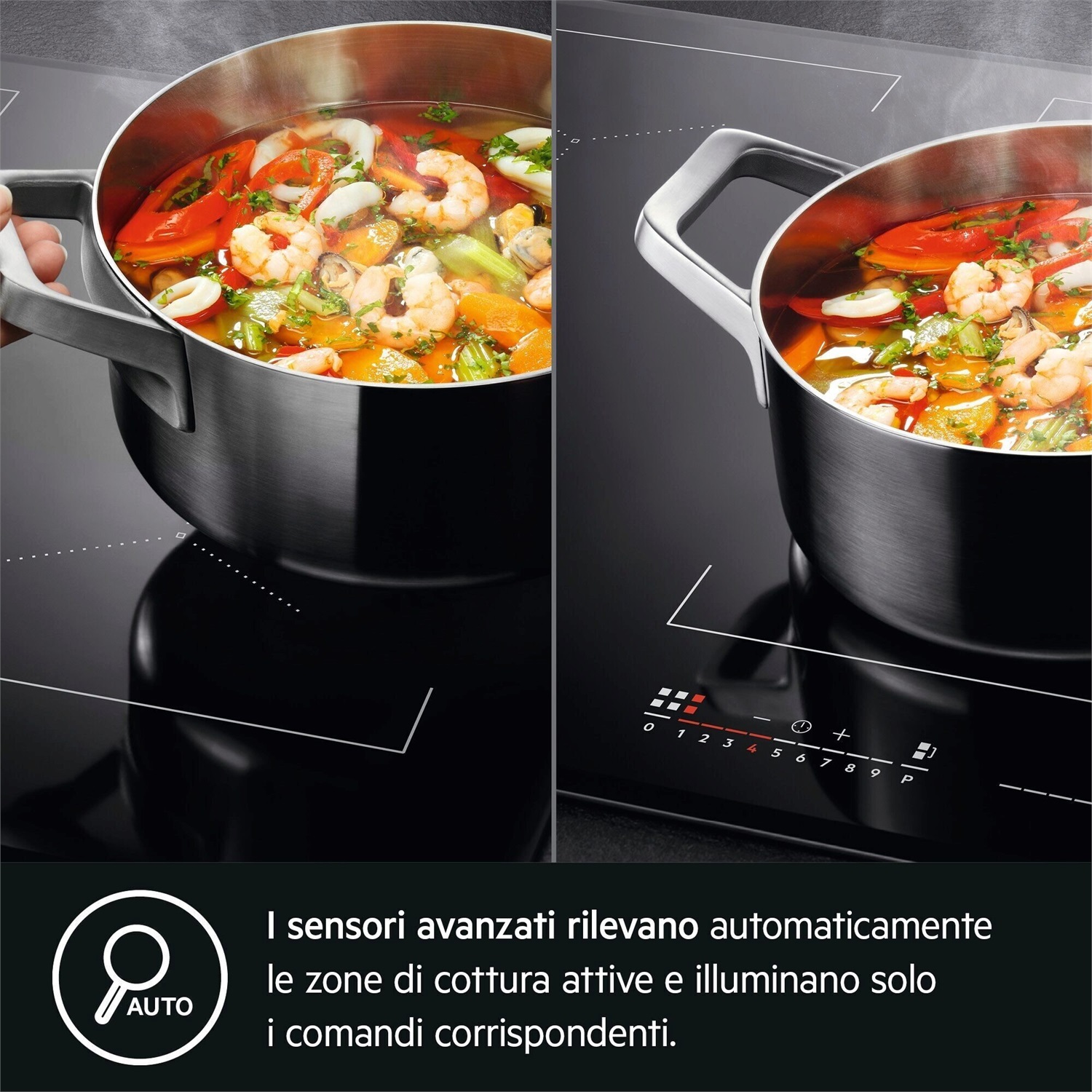 AEG Serie 6000 NIR64T00FB Piano Cottura da Incasso a Induzione 60 cm 4 Zone TotalFlex con FlexiPower e Estetica Vetroceramica Nera Bisellata