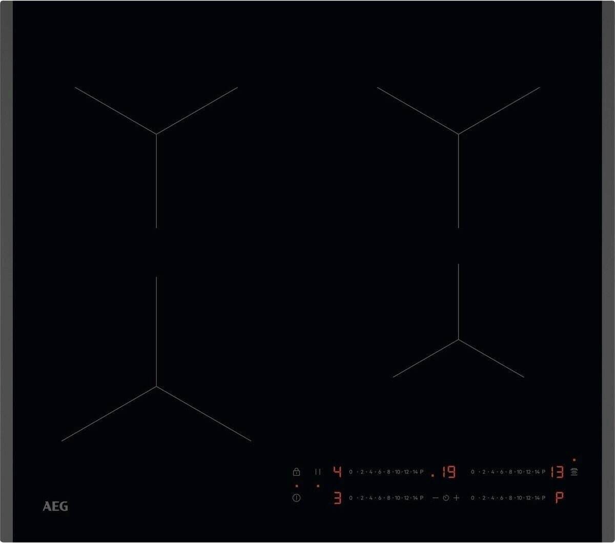 AEG OIO64A00FB Piano Cottura a Induzione 60 cm 4 Zone con FlexiPower Management in Vetroceramica Nera Bisellata
