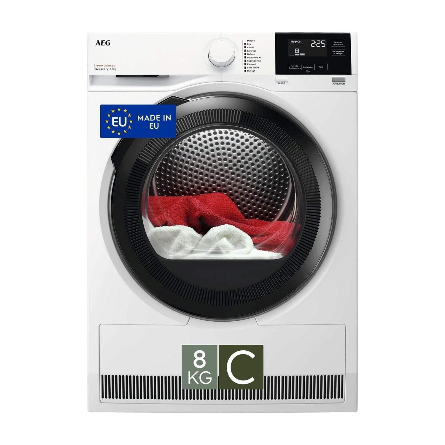 AEG Series 7000 TR7HG8C Asciugatrice Pompa di Calore 8 kg Libera Installazione Bianco Classe C
