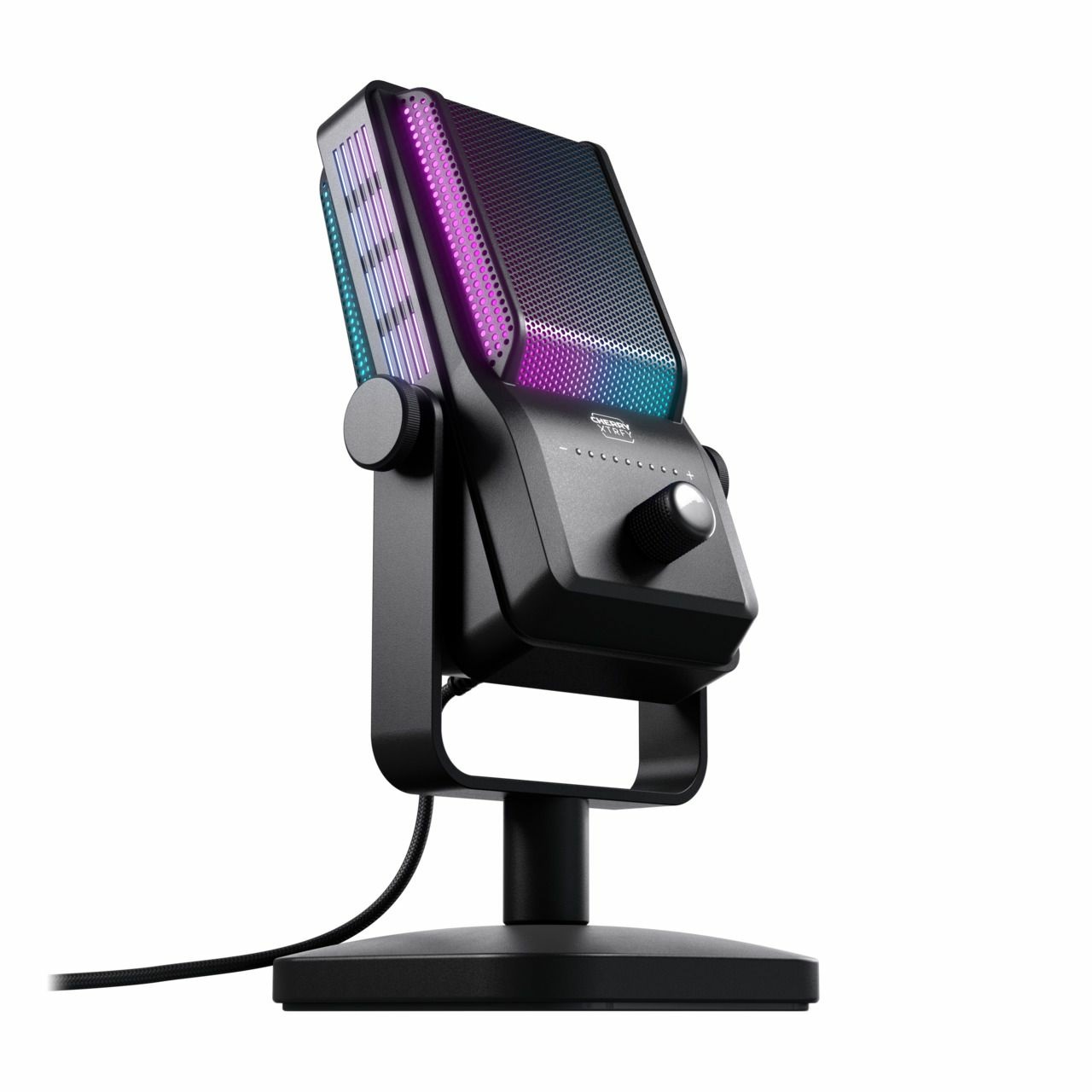CHERRY XTRFY Ngale R - Microfono USB di alta qualità per registrazione e streaming, con RGB, disattivazione audio e filtro low-cut