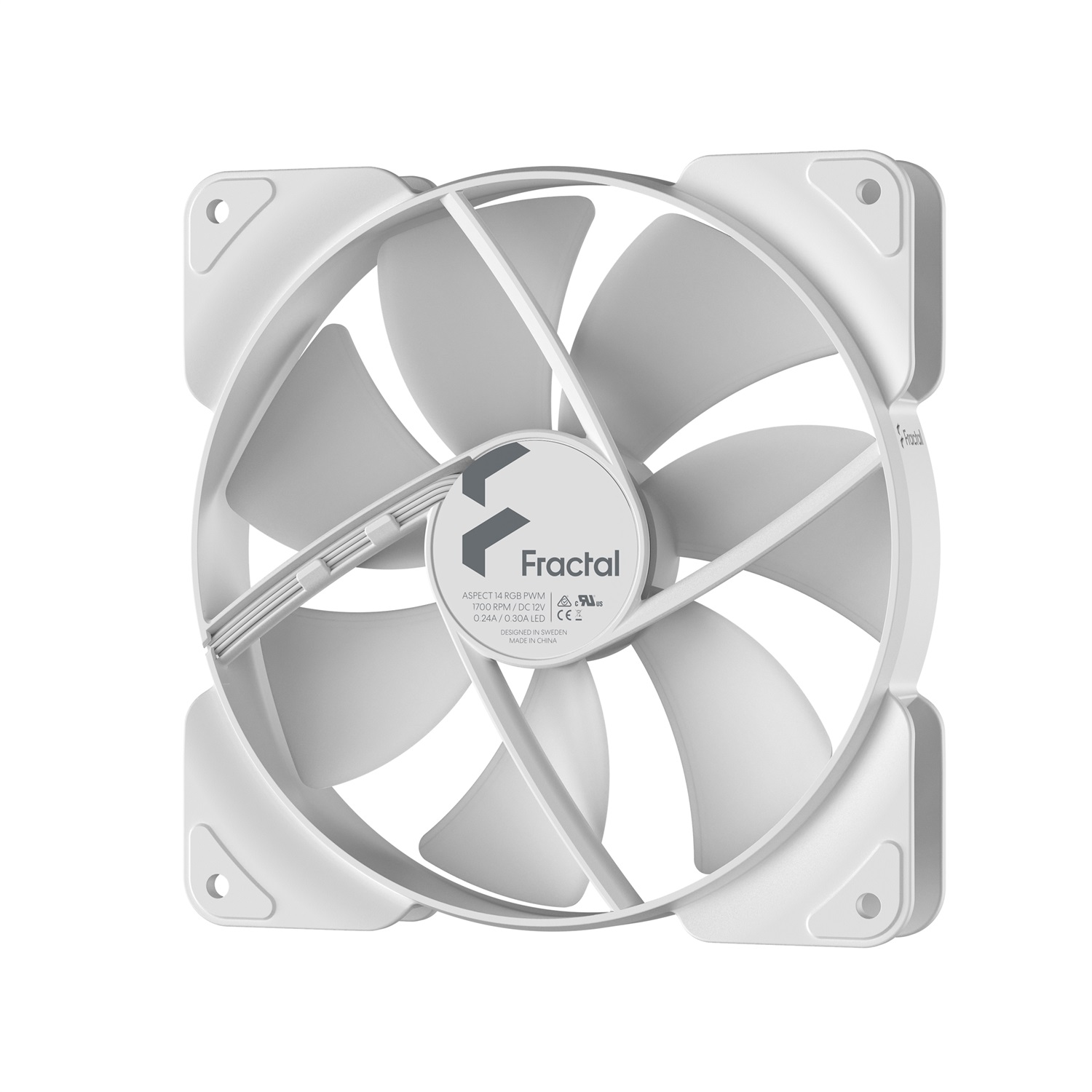 Fractal Design Aspect 14 Ventola RGB PWM 140mm Bianco - 500-1000 RPM, Rifle Bearing