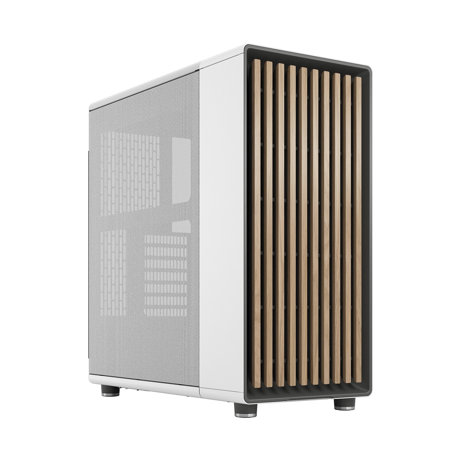 Fractal Design North Chalk White - Mid Tower ATX Case con Frontale in Rovere, Pannelli Mesh e Due Ventole 140mm PWM Incluse
