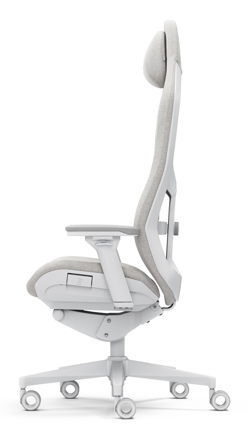 Fractal Design Refine Fabric Light - Sedia da Gaming Ergonomica con Braccioli 4D, Supporto Lombare e Tessuto Premium - Bianco