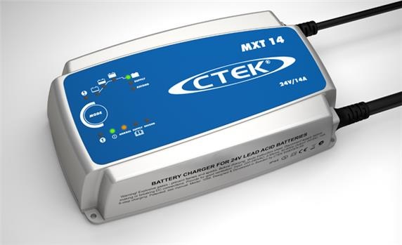 CTEK MXT 14 Caricabatterie Professionale 24V 14A per Batterie da 28 a 300 Ah con Modalità Ricondizionamento e Sensore di Temperatura