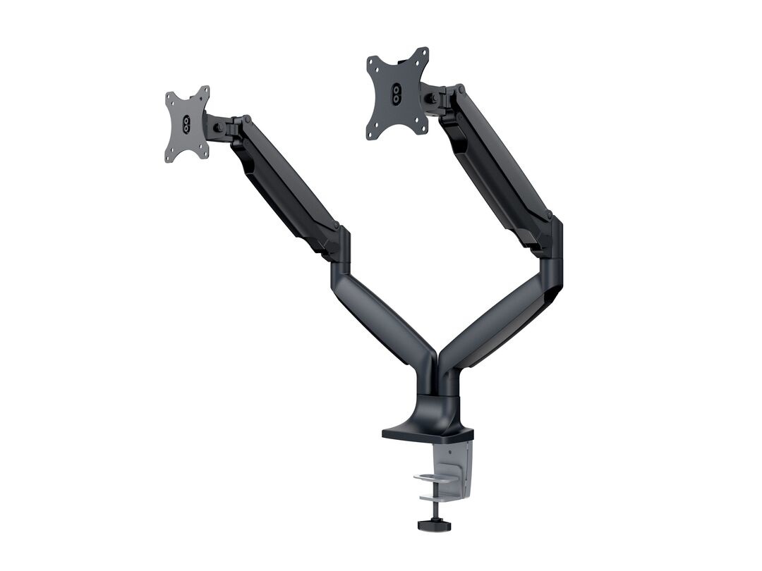 ITB Supporto da Tavolo per Due Monitor 15'-27' con Regolazione Singola e Fissaggio Versatile