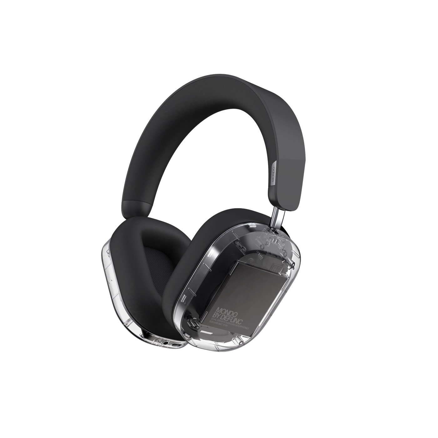 Defunc Mondo Cuffie Over-Ear Wireless Bluetooth con Microfono ENC, Fino a 45 Ore di Riproduzione, Nero Trasparente
