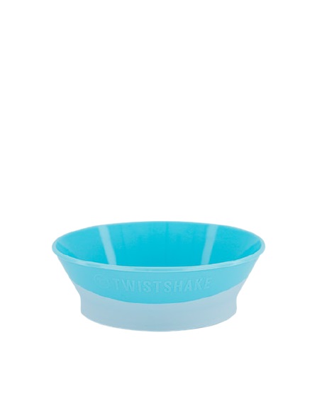 Twistshake Ciotola per Bambini in Silicone 520 ml - Blu Pastello, 6 Mesi, Base Antiscivolo e Coperchio Intelligente
