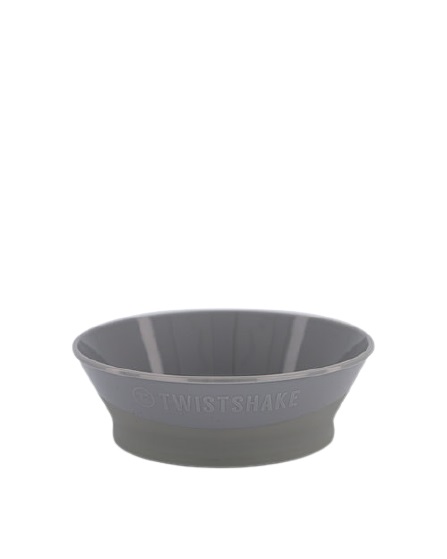 Twistshake Ciotola per Bambini in Silicone 6 Mesi - Grigio con Coperchio Flessibile e Base Antiscivolo
