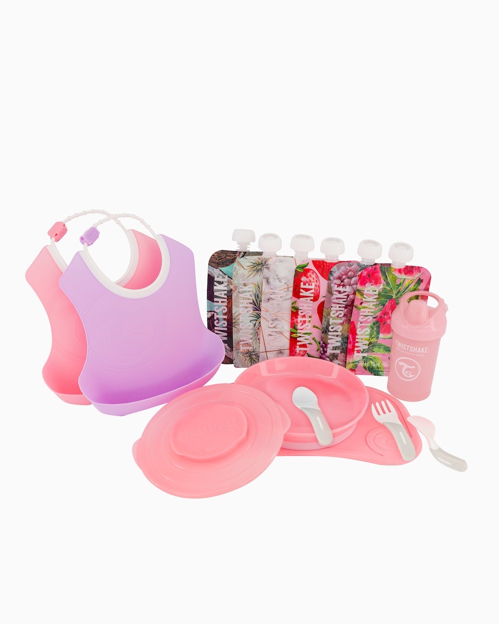 Twistshake Set di Stoviglie per Bambini - Piatto e Posate in Rosa e Viola