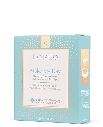 FOREO Make My Day Maschera per Viso Idratante e Anti-Inquinamento - 7 Maschere da 6 g con Acido Ialuronico e Alghe Rosse