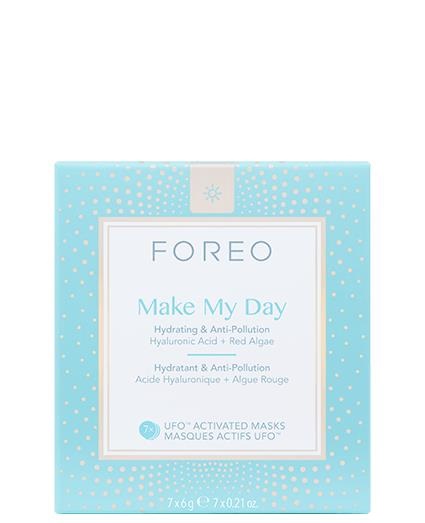 FOREO Make My Day Maschera per Viso Idratante e Anti-Inquinamento - 7 Maschere da 6 g con Acido Ialuronico e Alghe Rosse