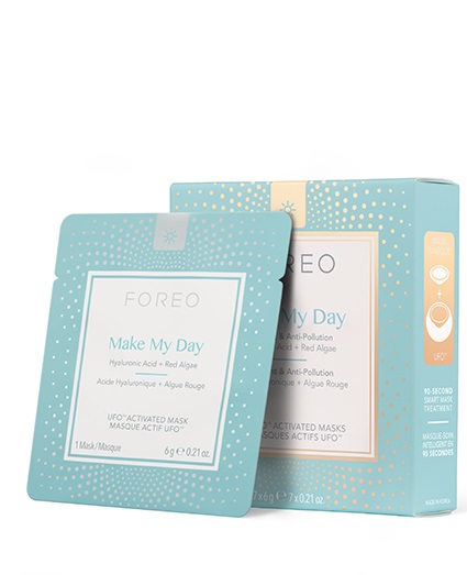 FOREO Make My Day Maschera per Viso Idratante e Anti-Inquinamento - 7 Maschere da 6 g con Acido Ialuronico e Alghe Rosse