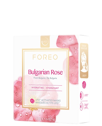 FOREO Bulgarian Rose Maschera Viso UFO - 6 x 6 g, Idratante e Rimpolpante con Rosa Bulgara e Olio di Jojoba, Naturale e Cruelty Free