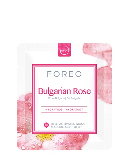 FOREO Bulgarian Rose Maschera Viso UFO - 6 x 6 g, Idratante e Rimpolpante con Rosa Bulgara e Olio di Jojoba, Naturale e Cruelty Free