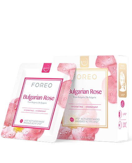 FOREO Bulgarian Rose Maschera Viso UFO - 6 x 6 g, Idratante e Rimpolpante con Rosa Bulgara e Olio di Jojoba, Naturale e Cruelty Free