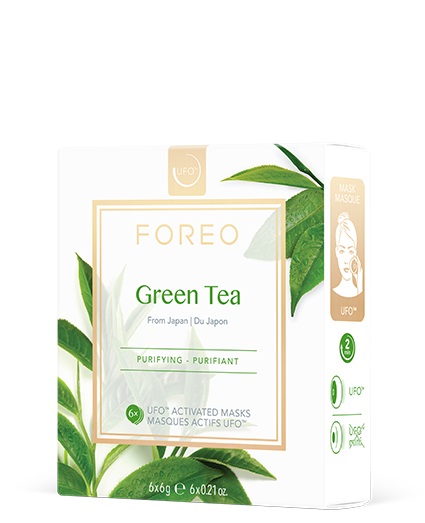 FOREO Green Tea Maschera Viso Purificante - 6 x 6 g, Antiossidante e Idratante per Pelle Grassa e Imperfezioni, Naturale e Cruelty Free, Compatibile con UFO/UFO 2
