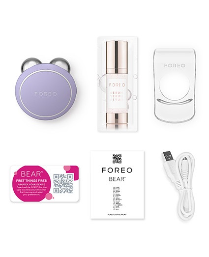 FOREO BEAR Mini - Dispositivo per il Rassodamento e Lifting del Viso con Microcorrente e Pulsazioni T-Sonic, 3 Livelli di Intensità, Colore Lavanda