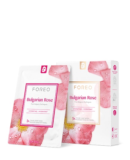 FOREO Bulgarian Rose Maschera in Tessuto Idratante per Pelli Secche e Spente, Confezione da 3, Rimpolpante con Rosa Bulgara e Olio di Jojoba, Naturale e Cruelty Free, Compatibile con Dispositivi UFO