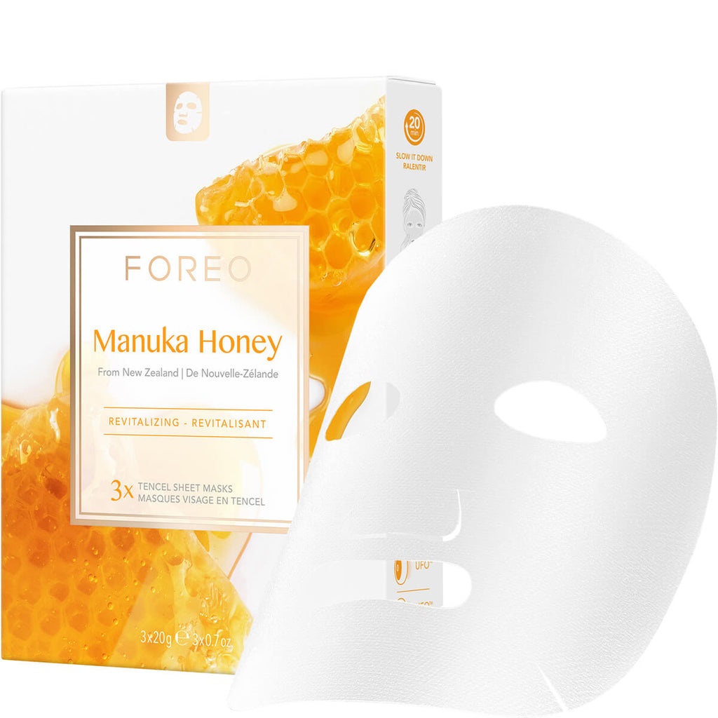 FOREO Maschera in Tessuto Manuka Honey - 3 Pezzi, Nutriente e Lenitiva per Pelle Secca e Stanca, Compatibile con Dispositivi UFO