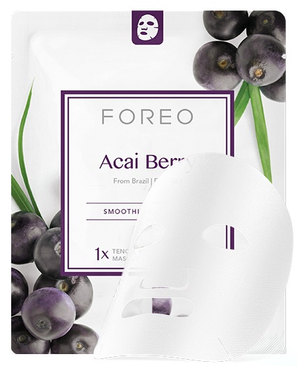 FOREO Acai Berry Maschera in Tessuto Anti-Età per Pelli Secche - Confezione da 3, Levigante e Idratante con Bacche di Acai e Burro di Karité, Naturale e Cruelty Free