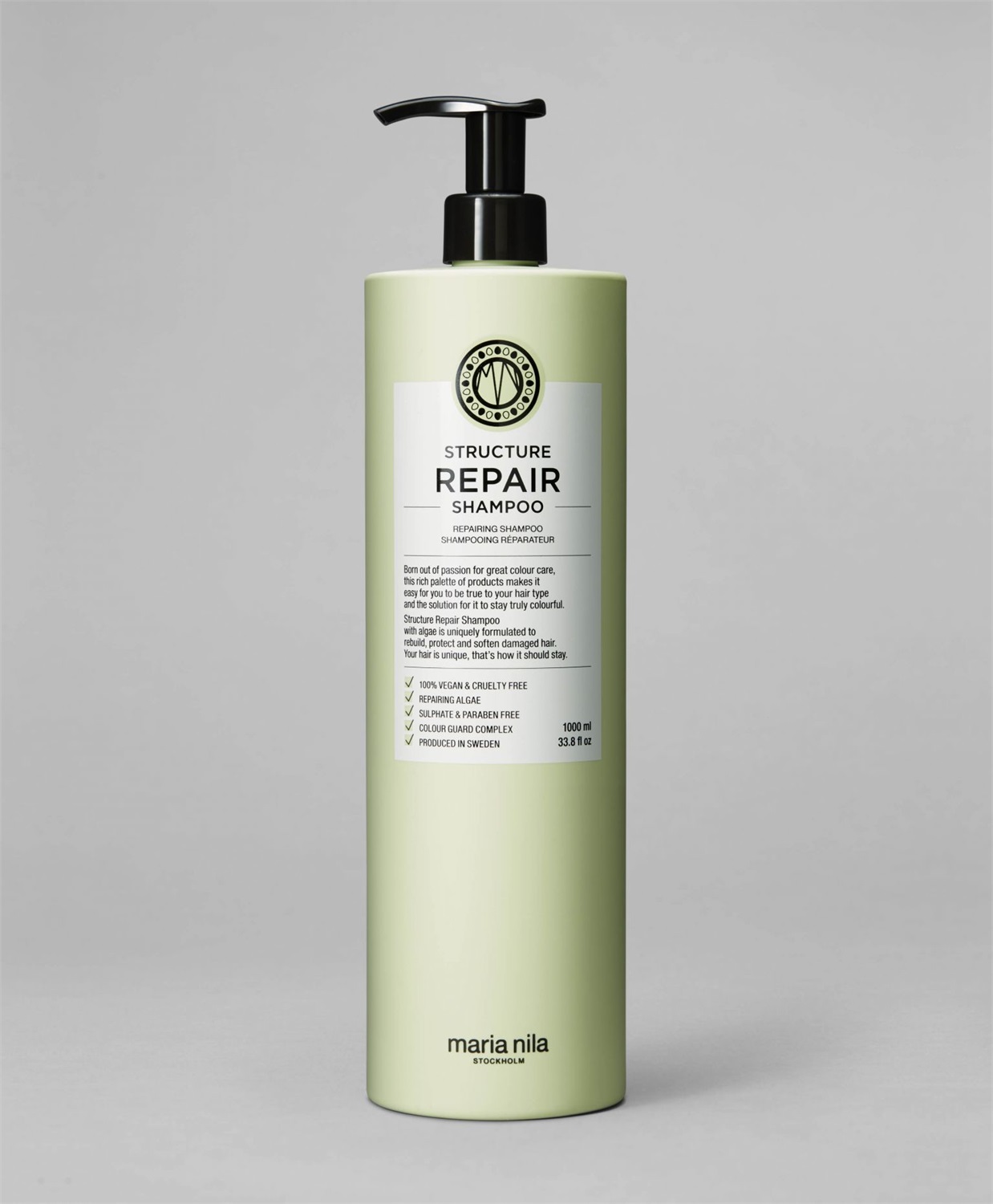 Maria Nila Structure Repair Shampoo 1000 ml - Riparatore per capelli danneggiati, secchi e colorati, 100% vegano, senza solfati e parabeni