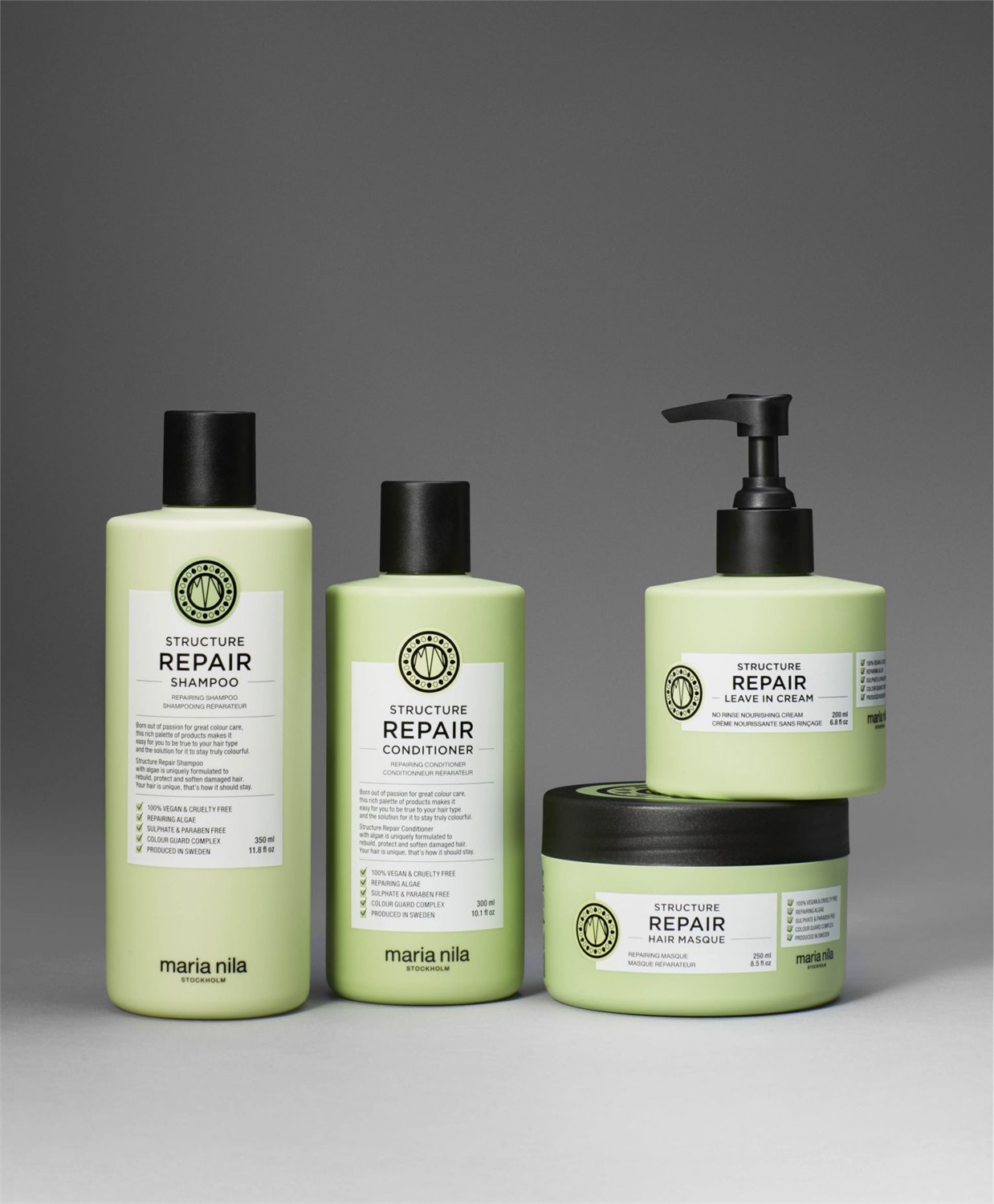 Maria Nila Structure Repair Leave-in Cream 200 ml - Crema Riparatrice per Capelli Danneggiati con Estratto di Alghe, 100% Vegano, Senza Solfati e Parabeni