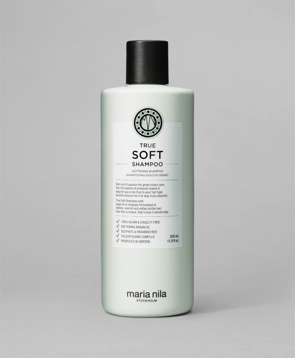 Maria Nila True Soft Shampoo Idratante 350 ml per Capelli Secchi con Olio di Argan - 100% Vegano e Senza Solfati/Parabeni