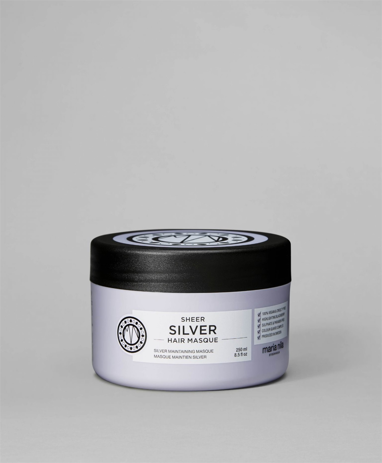 Maria Nila Sheer Silver Masque - Maschera per capelli biondi 250 ml, neutralizza tonalità dorate, con pigmenti viola, 100% vegano e senza solfati/parabeni