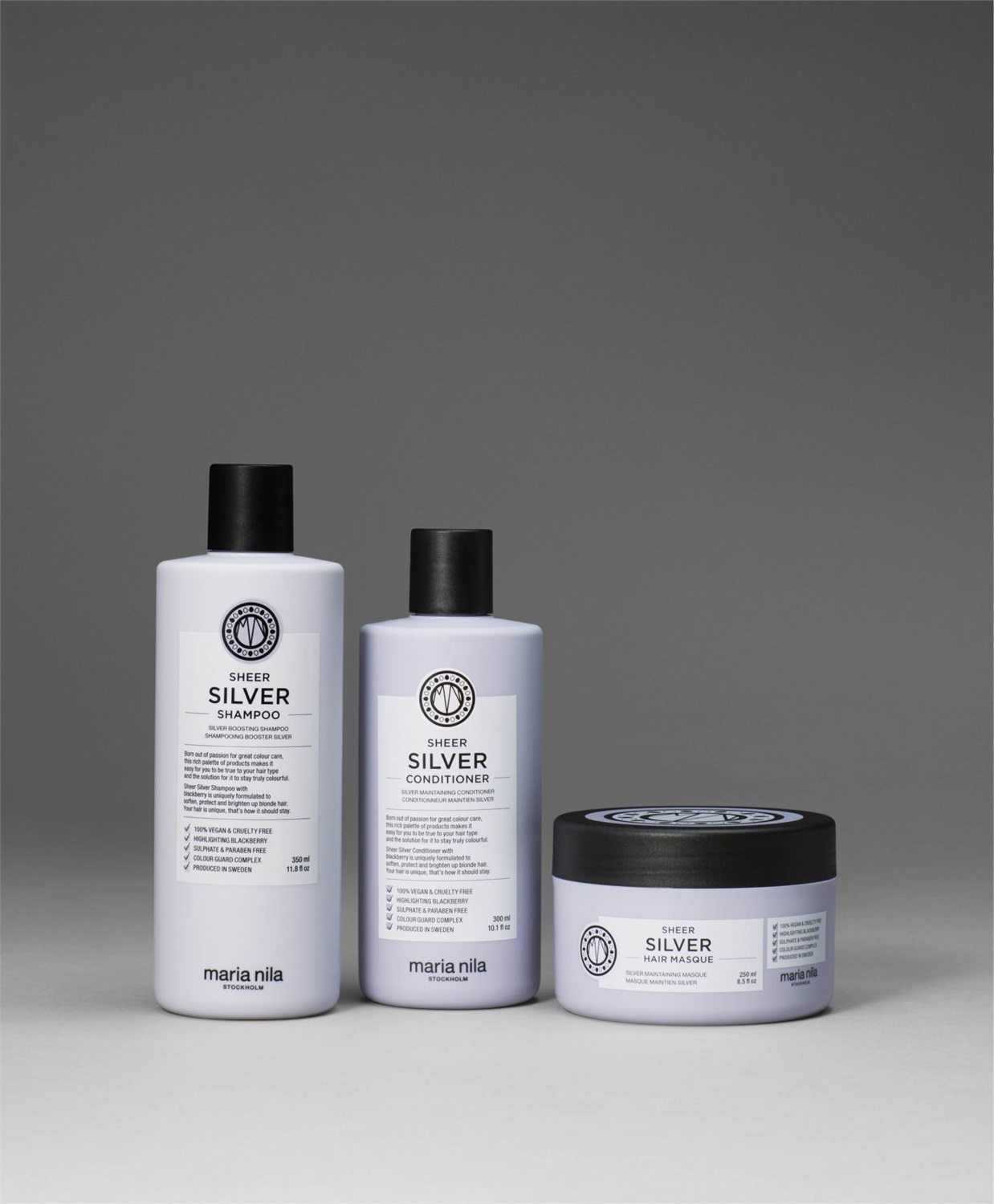 Maria Nila Sheer Silver Masque - Maschera per capelli biondi 250 ml, neutralizza tonalità dorate, con pigmenti viola, 100% vegano e senza solfati/parabeni