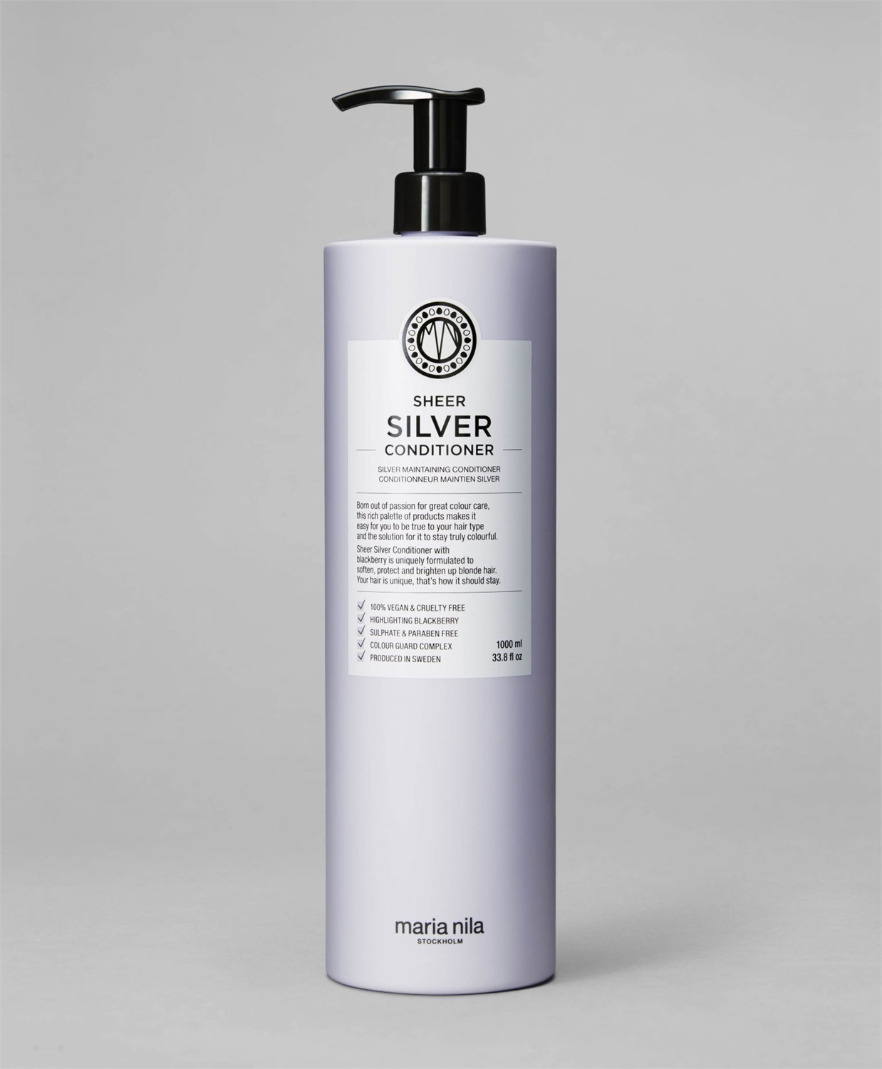 Maria Nila Sheer Silver Balsamo 1000 ml - Neutralizza Toni Gialli, Idratante e Districante per Capelli Biondi
