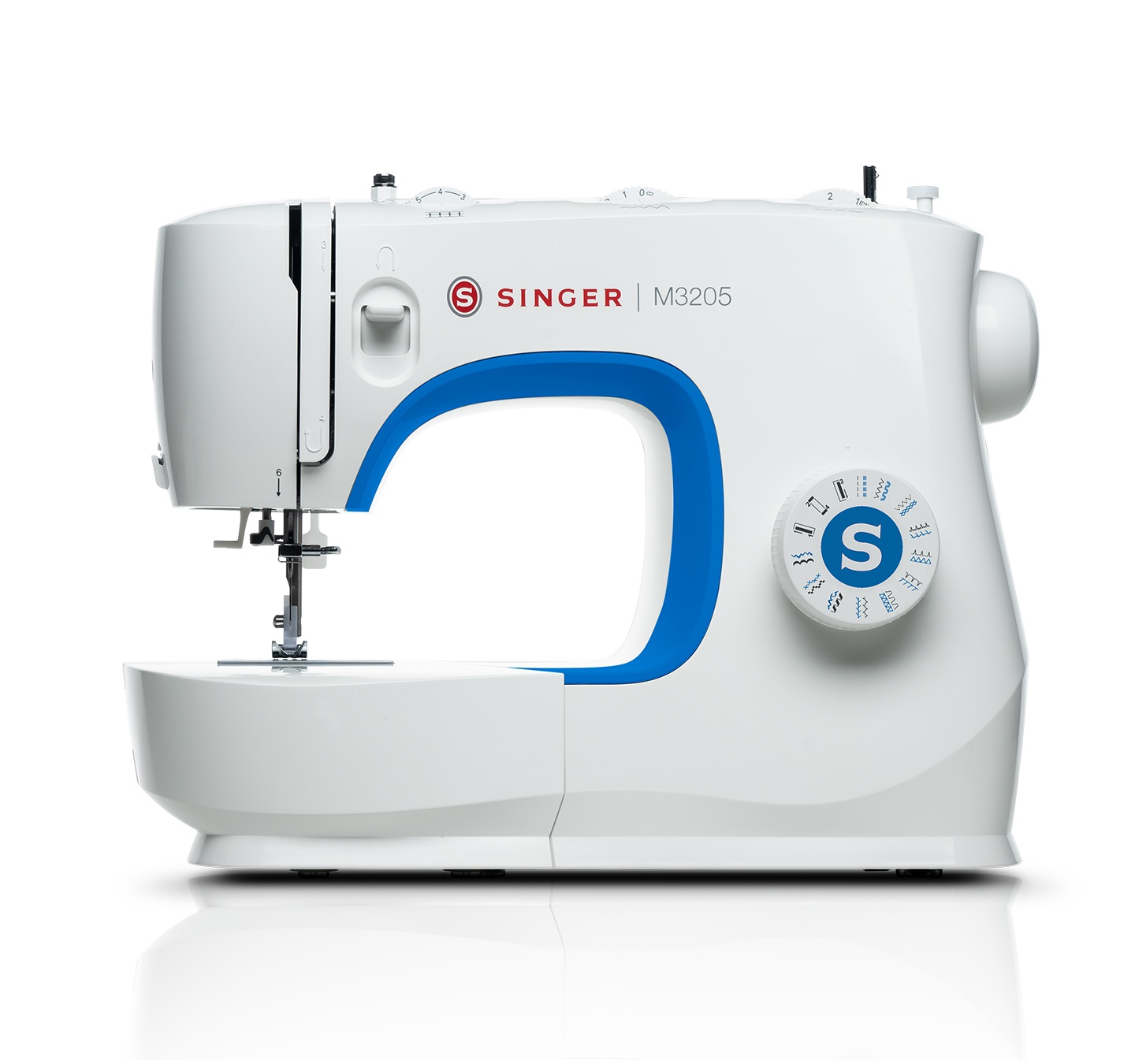 SINGER M3205 Macchina da cucire semiautomatica Elettrica Bianco - 23 punti, Braccio libero, Infila ago automatico