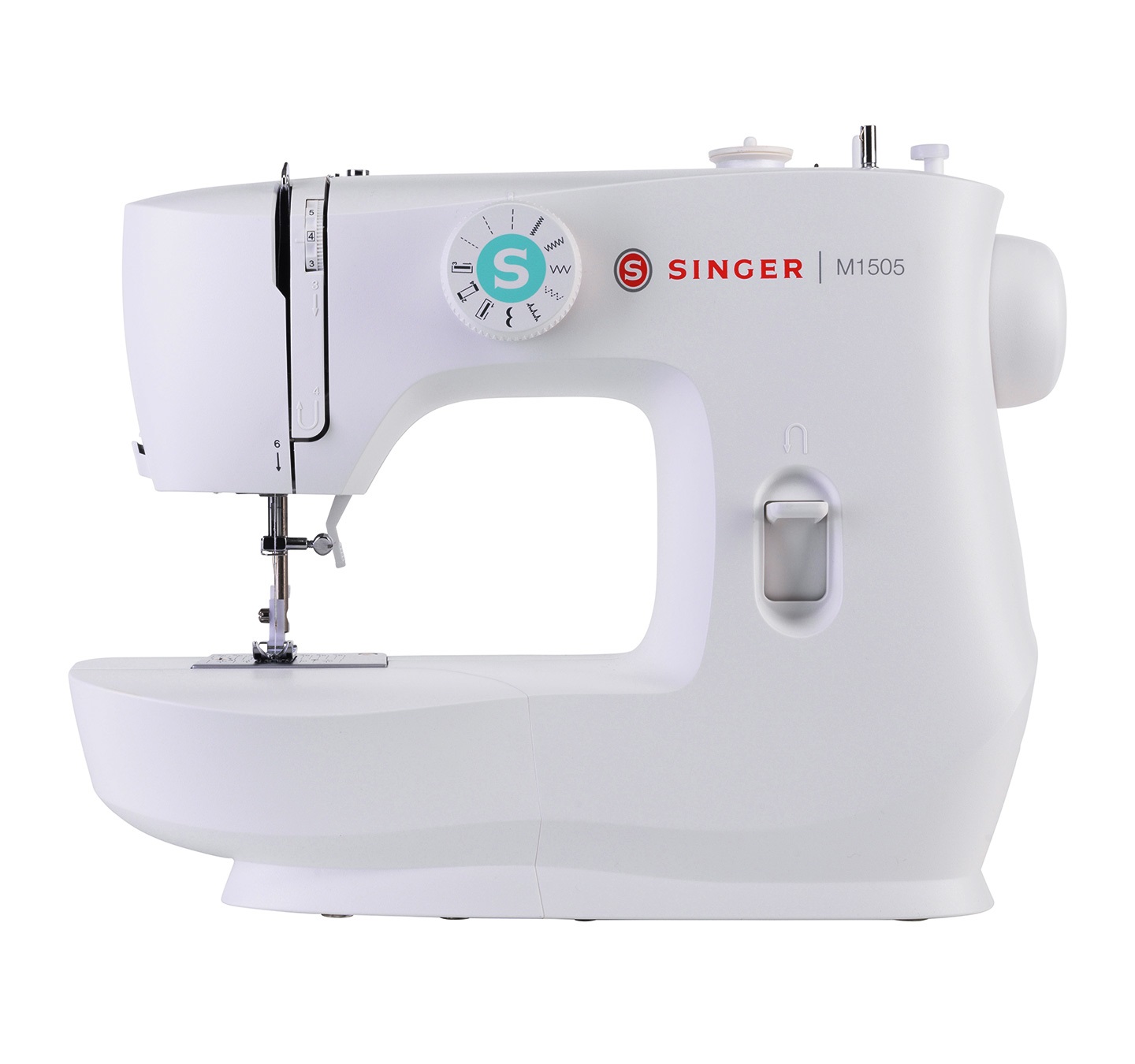 SINGER M1505 Macchina da Cucire Elettrica Bianca e Colorata, 13 Funzioni, Asola a 4 Tempi, Facile Selezione Punti