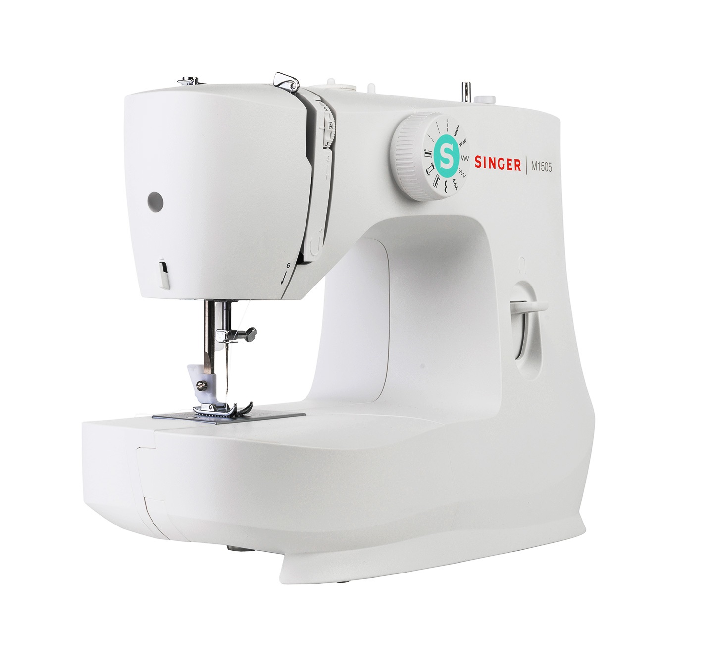 SINGER M1505 Macchina da Cucire Elettrica Bianca e Colorata, 13 Funzioni, Asola a 4 Tempi, Facile Selezione Punti