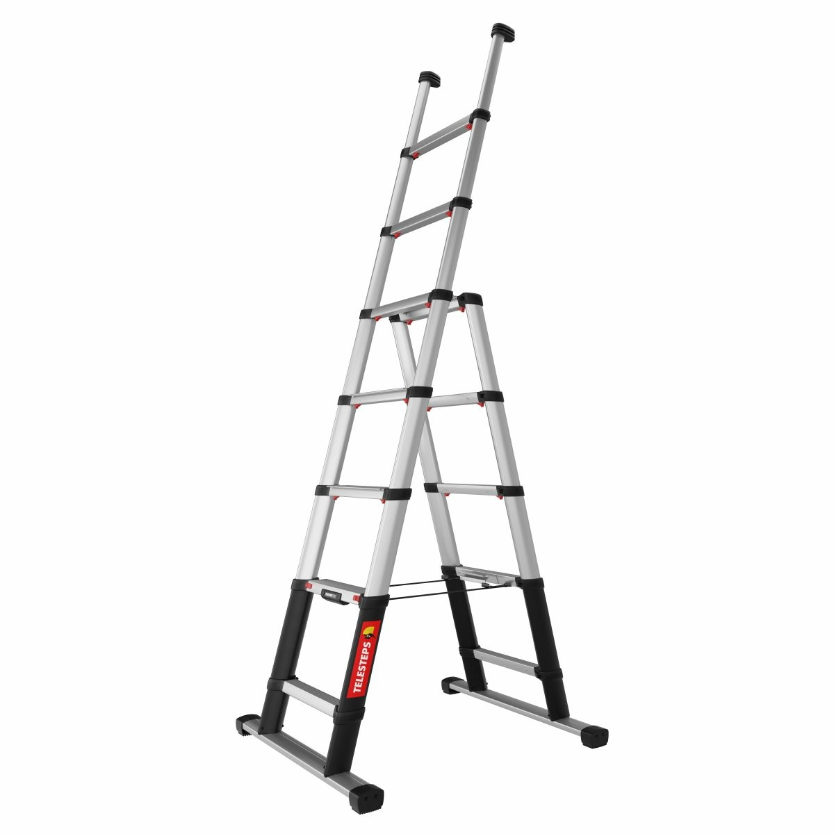 Telesteps Combi Line Scala Telescopica 2,3 m in Alluminio Anodizzato - 7 Gradini, Funzione 3-in-1, Carico Massimo 150 kg