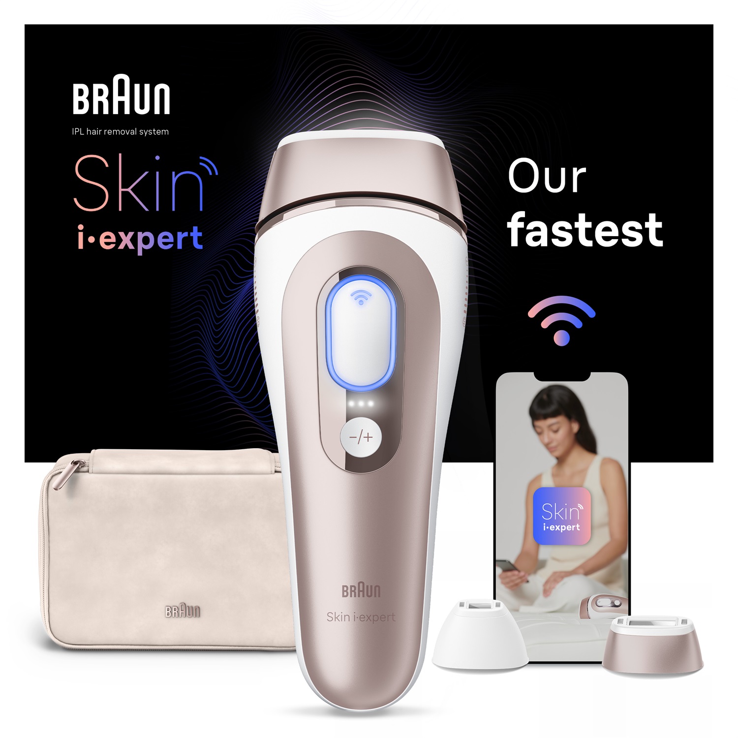Braun Skin I·Expert Epilatore Luce Pulsata PL7147 - Depilatore Corpo Donna, Alternativa Laser, App Gratuita, Custodia e Rasoio Venus, 2 Testine, 10 Intensità, Rose Gold e Bianco