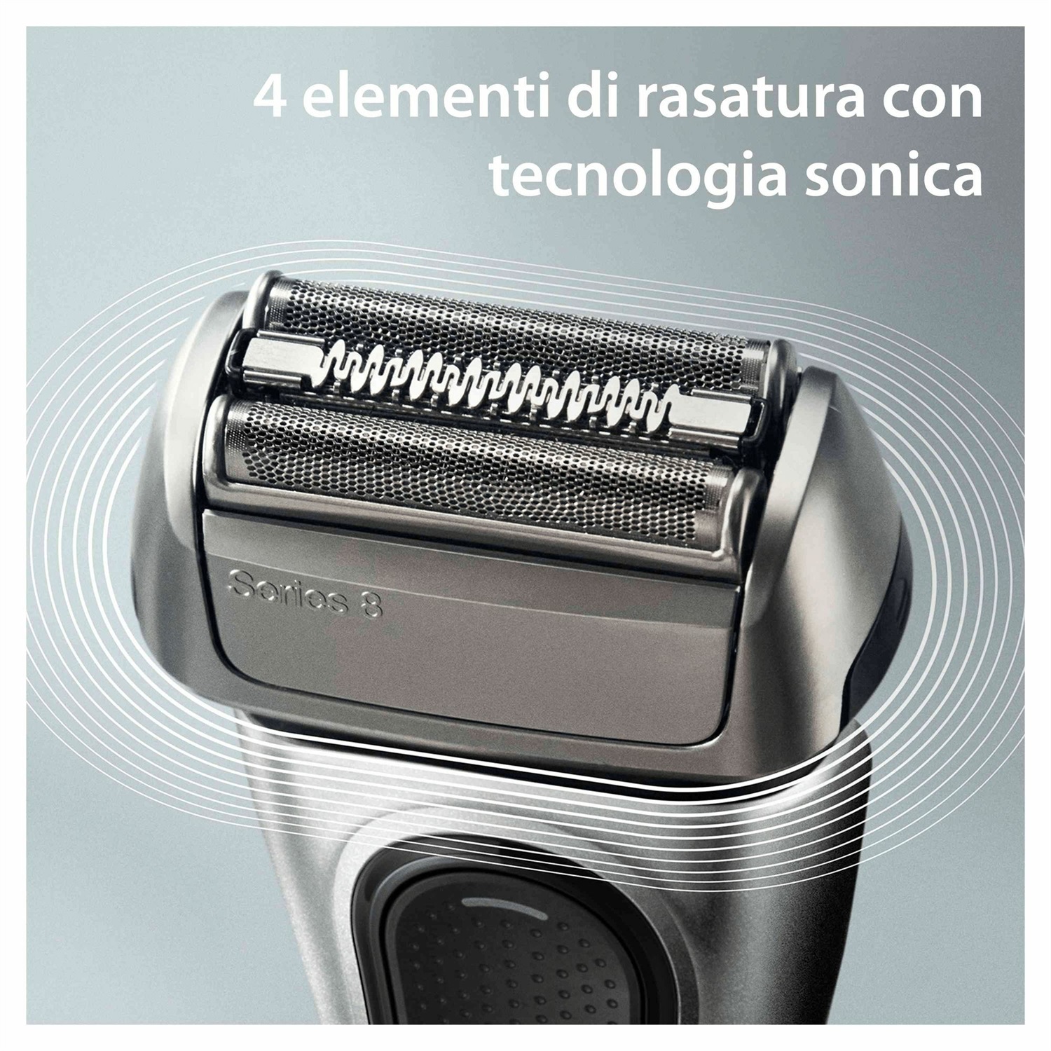 Braun Series 8 8517s Rasoio Elettrico Barba Rifinitore di Precisione Argento, Batteria Ioni di Litio, 100% Impermeabile, Custodia da Viaggio
