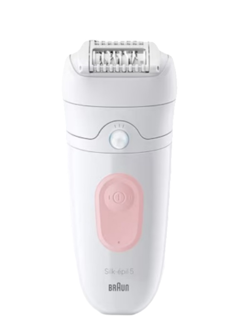 Braun Silk-épil 5 Epilatore Elettrico Donna - Bianco/Rosa, Rimuove Peli Corti fino a 0,5 mm
