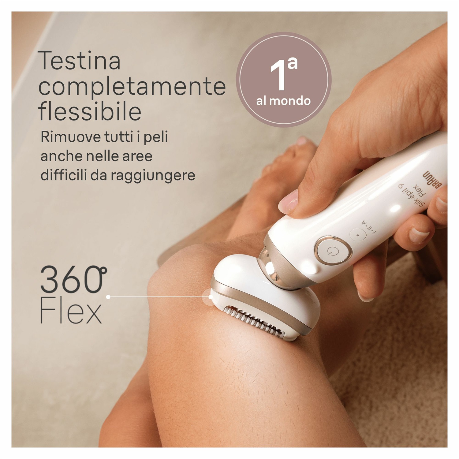 Braun Silk-épil 9 Flex 9-041 3D - Epilatore Elettrico Donna Wet & Dry con Testina Flessibile a 360° per Epilazione Semplice, Pelle Liscia a Lungo, Bianco/Oro