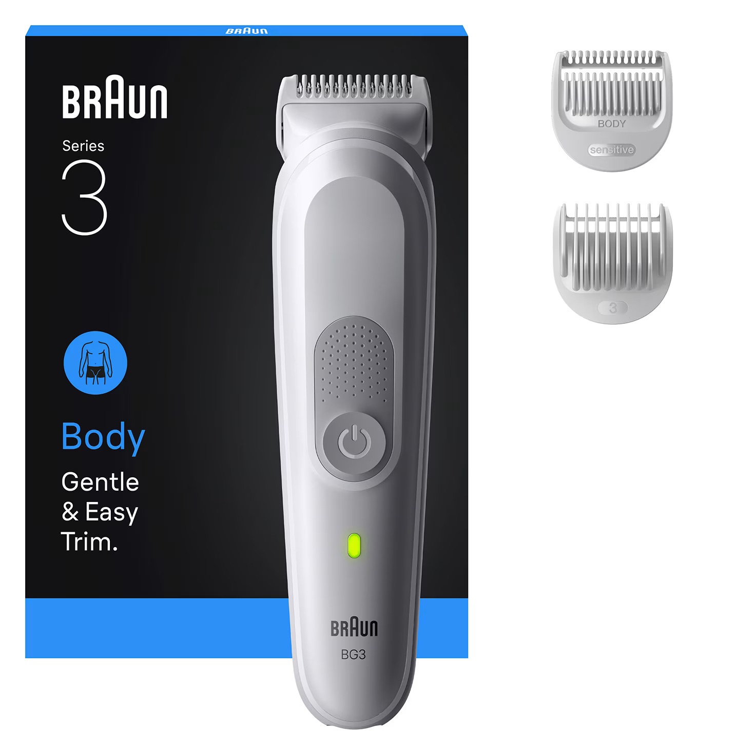 Braun Series 3 BG3530 Rasoio Elettrico Regolabarba Tagliabasette Grigio - Impermeabile, Durata Batteria 80 Min, Tecnologia SkinGuard