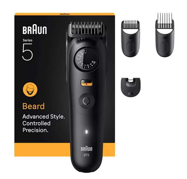 Braun BeardTrimmer 9 BT5520 - Regolabarba Ricaricabile Impermeabile con Lama Ultra Affilata, 120 Min di Autonomia, 40 Lunghezze, Colore Nero