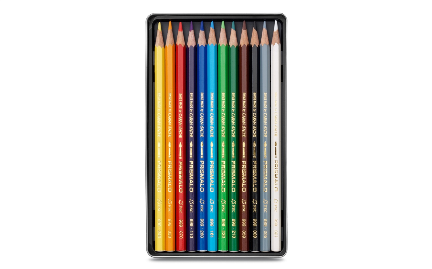 Caran d'Ache Prismalo Matite Colorate Acquerellabili - Scatola di Metallo 12 Colori Assortiti