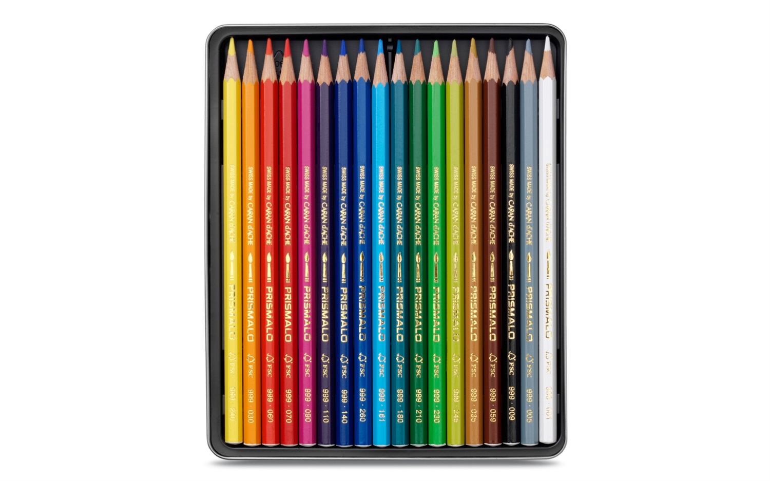 Caran d'Ache Prismalo Matite Colorate Acquerellabili - Scatola di Metallo 18 Colori Assortiti
