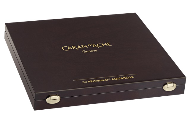Caran d'Ache Prismalo - Scatola Regalo in Legno con 80 Matite Colorate Acquerellabili, Mina Fine e Dura