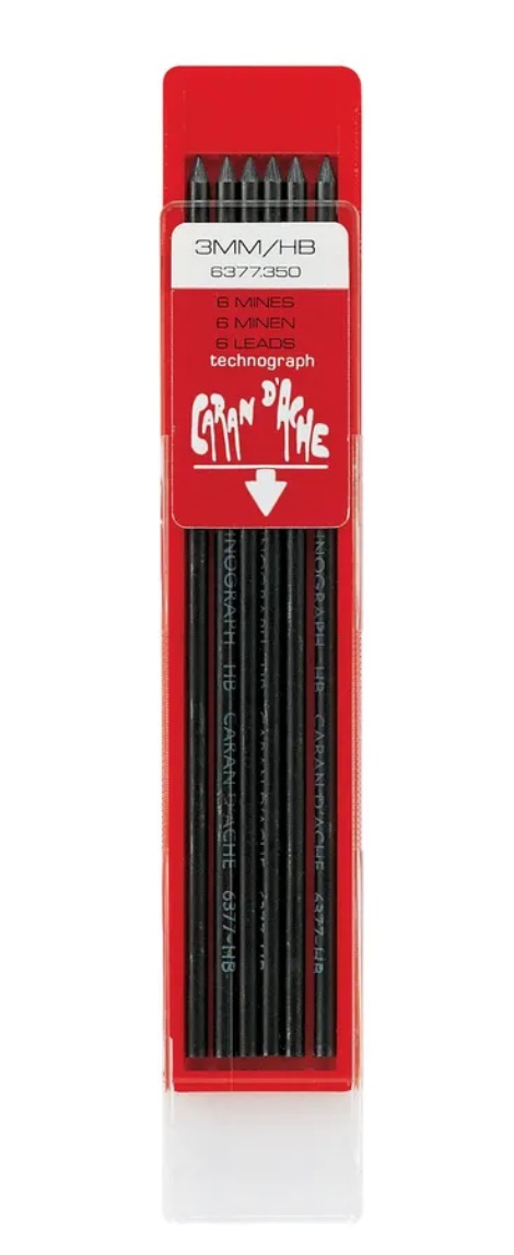 Caran d'Ache Mine in Grafite 3 mm HB - Confezione da 6 per Fixpencil
