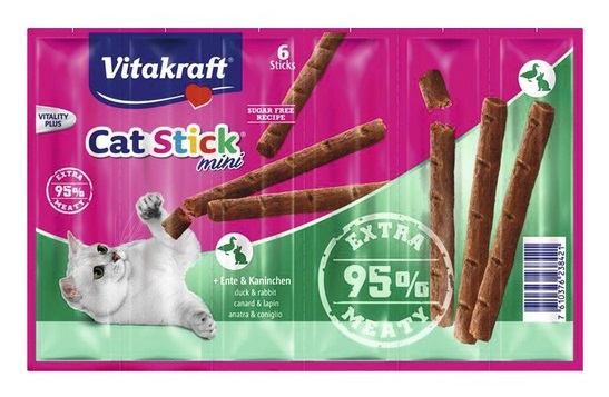 Vitakraft Cat Stick Snack per Gatti Anatra & Coniglio - 6 g per Stick, Confezioni Variabili