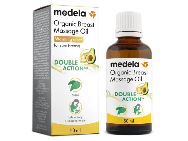 Medela Olio Biologico per Massaggi al Seno 50 ml - Nutriente e Riscaldante con Olio di Avocado e Zenzero, Vegan e Senza Additivi