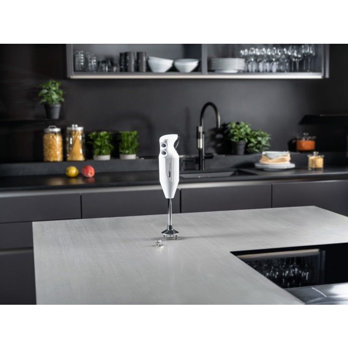 Bamix ONE Frullatore ad Immersione Bianco 160 W con Lama in Acciaio Inox, 2 Velocità e Impugnatura Ergonomica