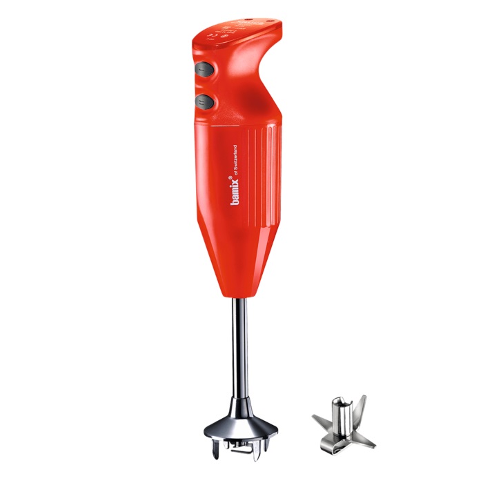 Bamix ONE Frullatore ad Immersione Rosso 160 W con Lama Multiuso in Acciaio Inox, 2 Velocità e Impugnatura Ergonomica