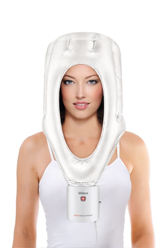 Valera Swiss Ionic Comfort 513.01 - Casco Asciugacapelli Ergonomico 600 W con Ionizzatore, 3 Regolazioni di Temperatura, Funzione Aria Tiepida e Cavo da 3m, Colore Bianco